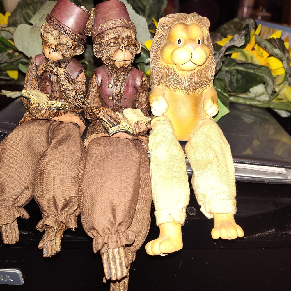 Decorative Monkey and Lion Figurines
